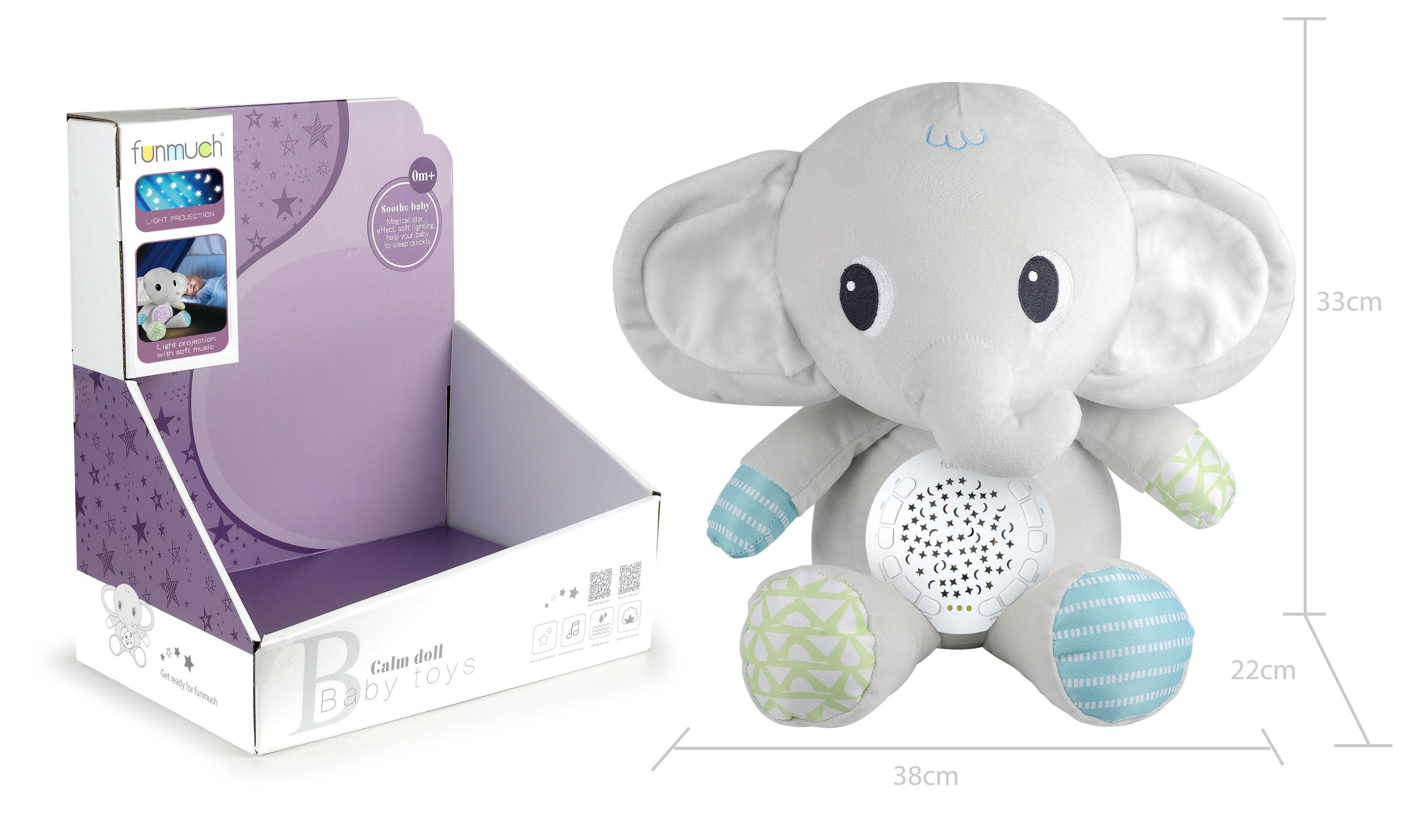 calm-baby plush elephant with projection