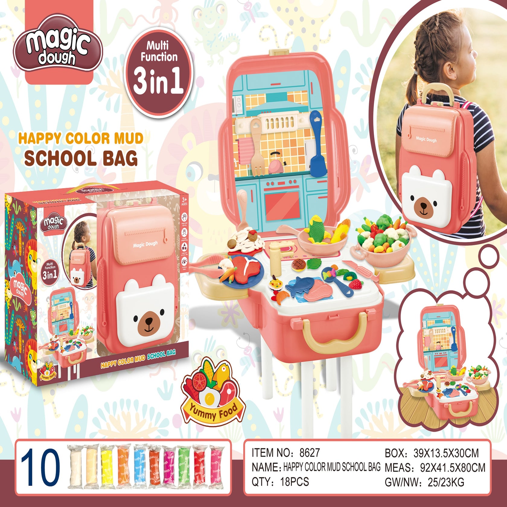 Girls happy color school bag – product view