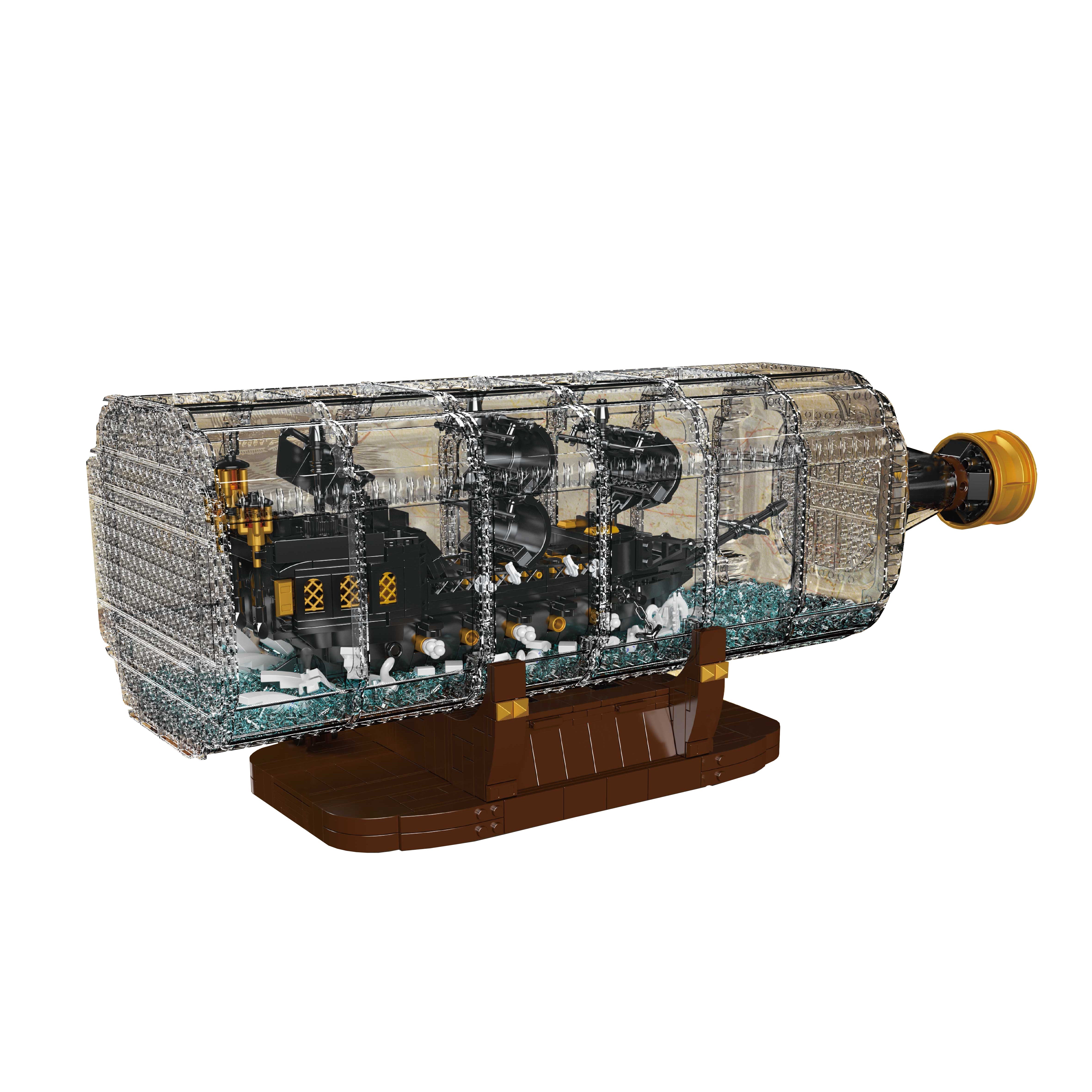 مجموعه ساختمان کشتی دزدان دریایی Mold King Black Ship-in-a-Bottle