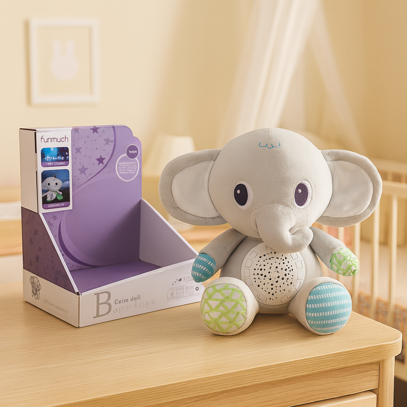 Calm-Baby Plush Elephant with Star Projection – Soft Toy