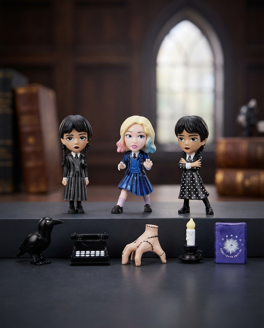 Jada WEDNESDAY 2.5 INCH COFFIN DELUXE BLIND BOX, Display,collect and play toys for Kids and Adults
