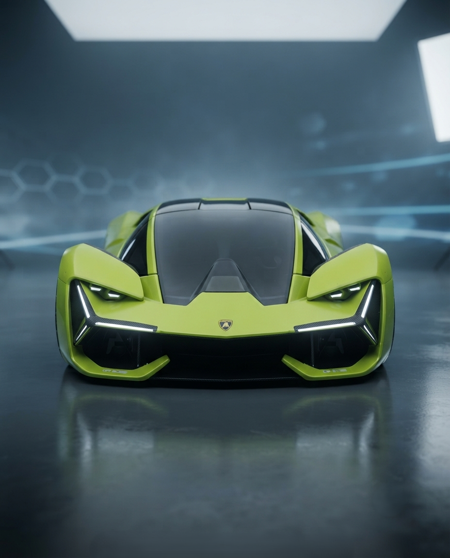 Bburago Lamborghini Terzo Millennio نموذج سيارة مصبوب مقاس 1:24 - أخضر ليموني