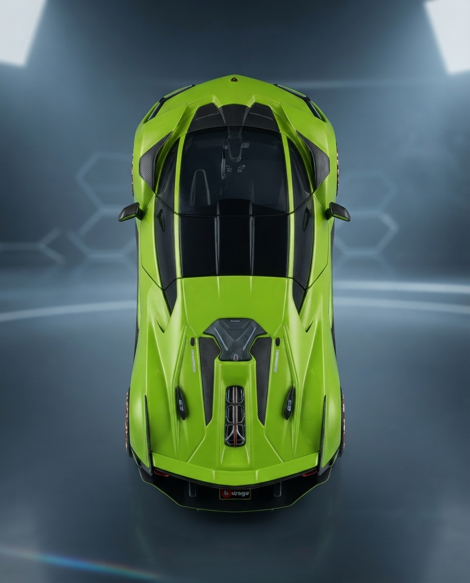 Bburago Lamborghini Terzo Millennio نموذج سيارة مصبوب مقاس 1:24 - أخضر ليموني