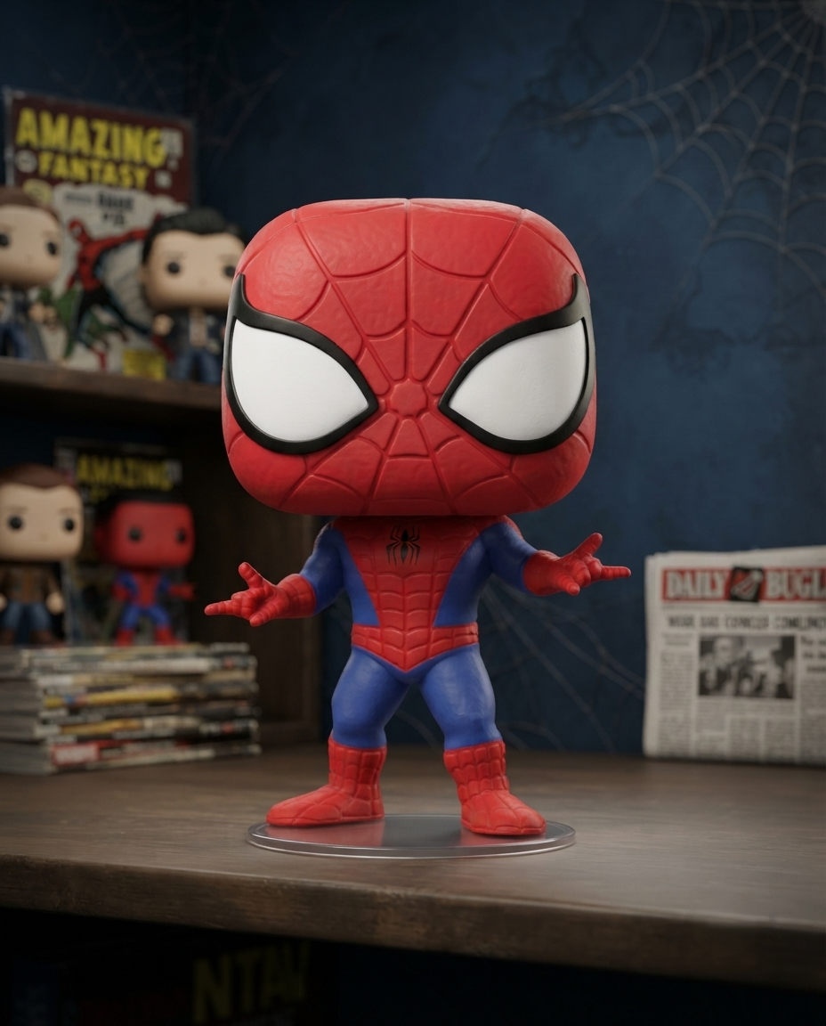 Funko Pop! Marvel: Animated Spiderman- Spiderman (Exc), Action Figure - 58871, Multi Color