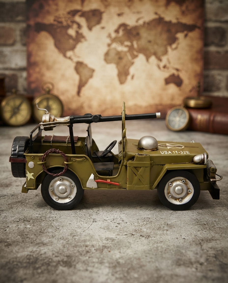 Vintage Military Jeep Model – Classic Metal Army Vehicle Replica