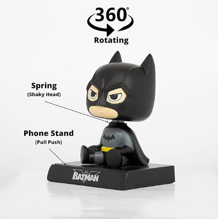 Super Hero Batman Action Figure Limited Edition Bobblehead with Mobile Holder for Car Dashboard, Office Desk & Study12 cm