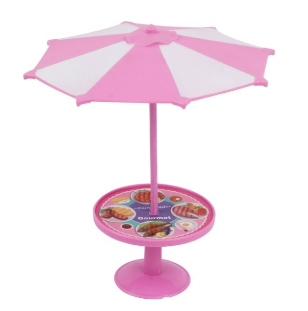 pink duplex beachside villa with doll