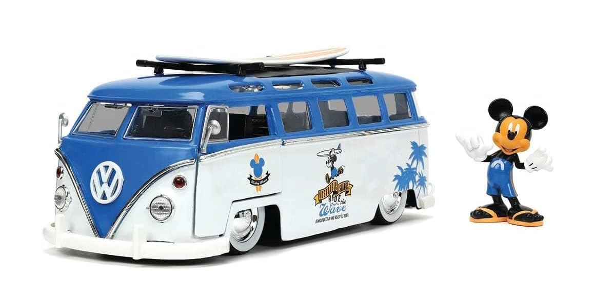 Disney Mickey Volkswagen VW T1 Bus With Mickey Mouse Figure 1/24 Scale Model
