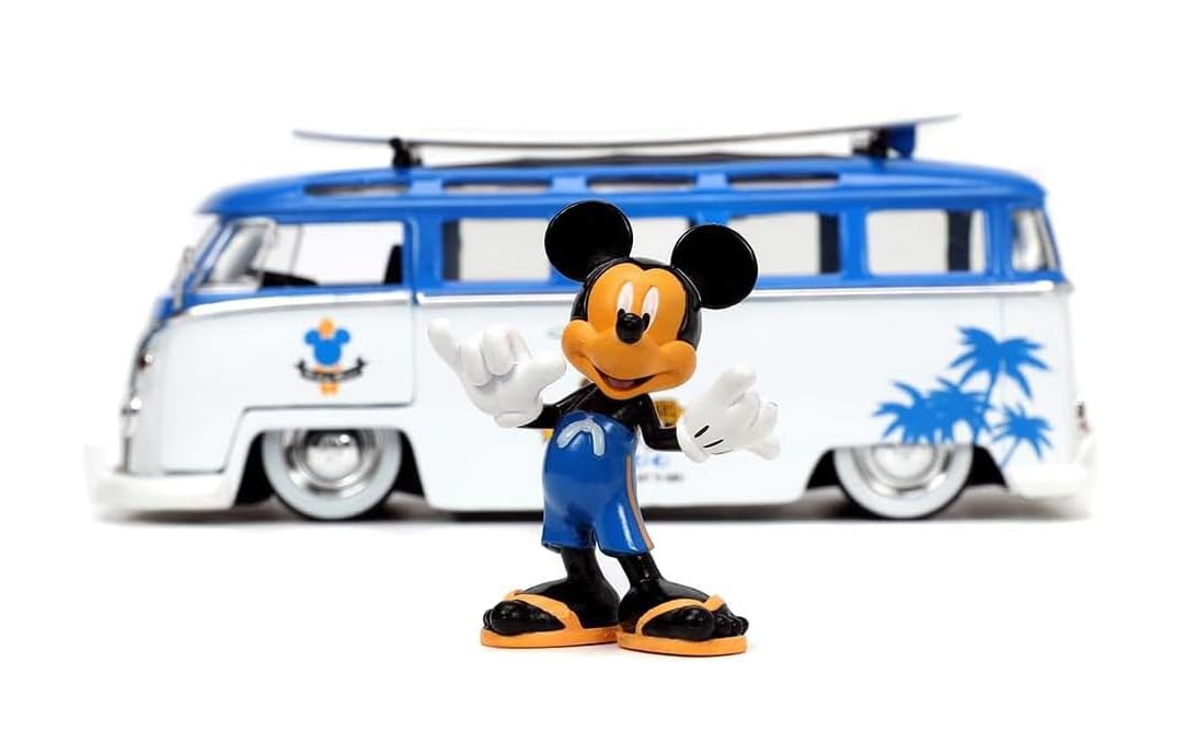 Disney Mickey Volkswagen VW T1 Bus With Mickey Mouse Figure 1/24 Scale Model