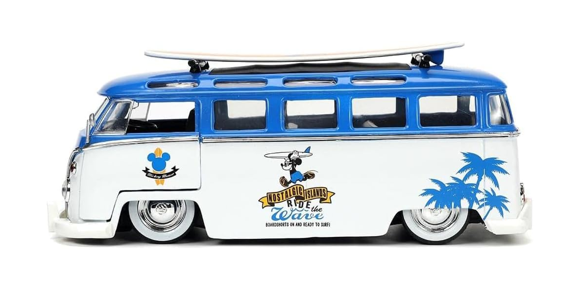 Disney Mickey Volkswagen VW T1 Bus With Mickey Mouse Figure 1/24 Scale Model