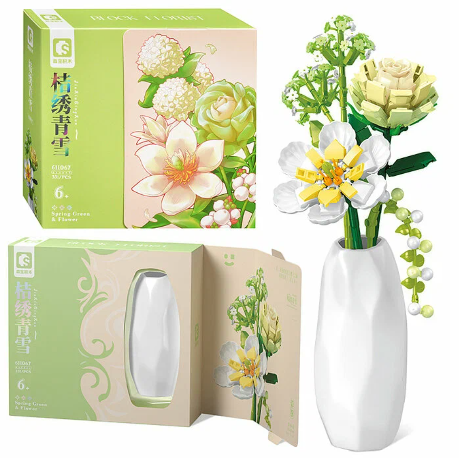 Sembo 611067 Block Florist Spring Green & Flower - 331-Piece Building Set