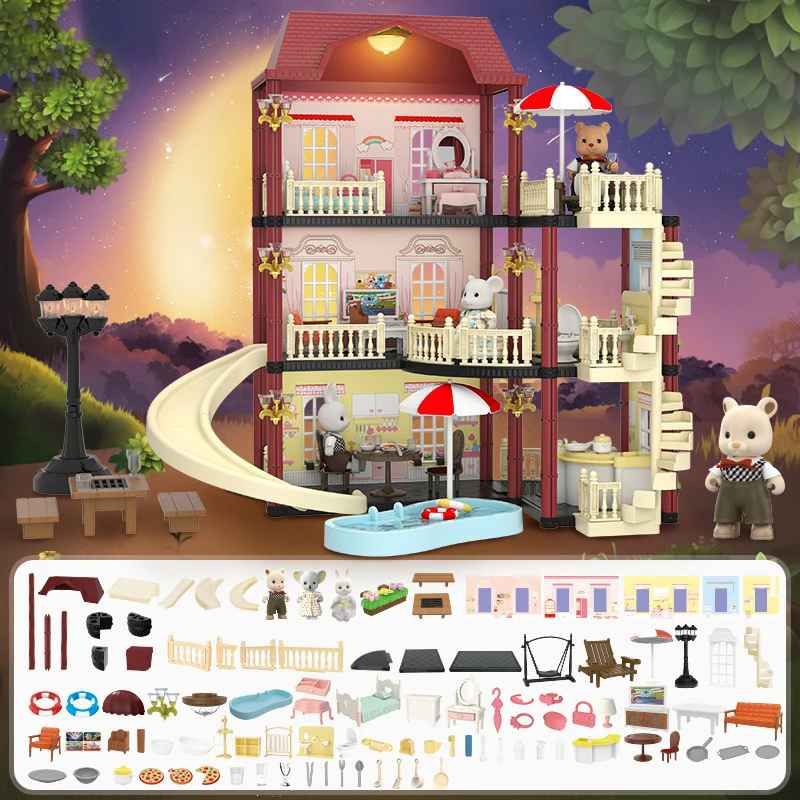 3 در 1 DIY Koala Diary (koala town) مدل ویلاهای تعطیلات لوکس، با 212 عدد برای 3+ سال