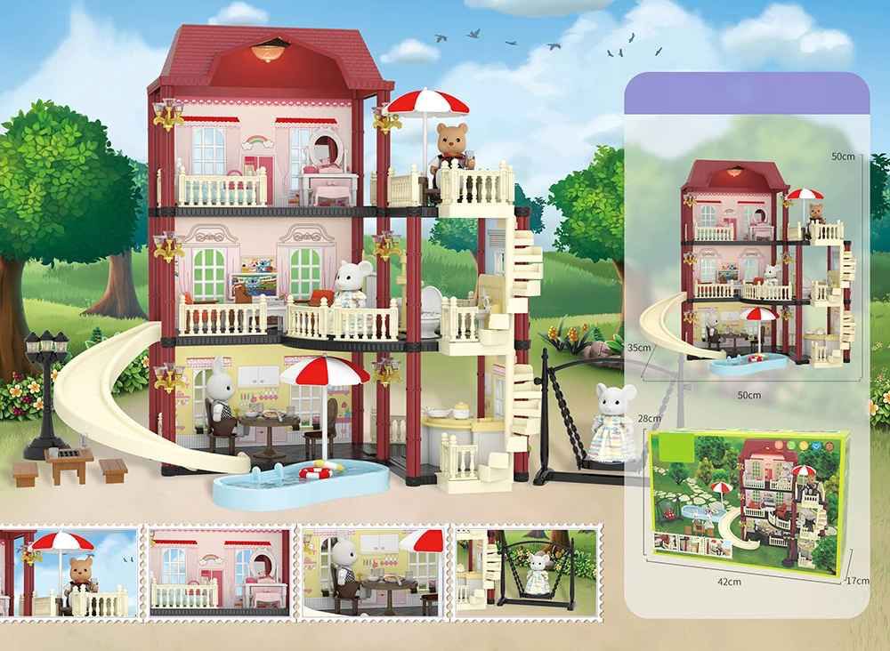 3 در 1 DIY Koala Diary (koala town) مدل ویلاهای تعطیلات لوکس، با 212 عدد برای 3+ سال
