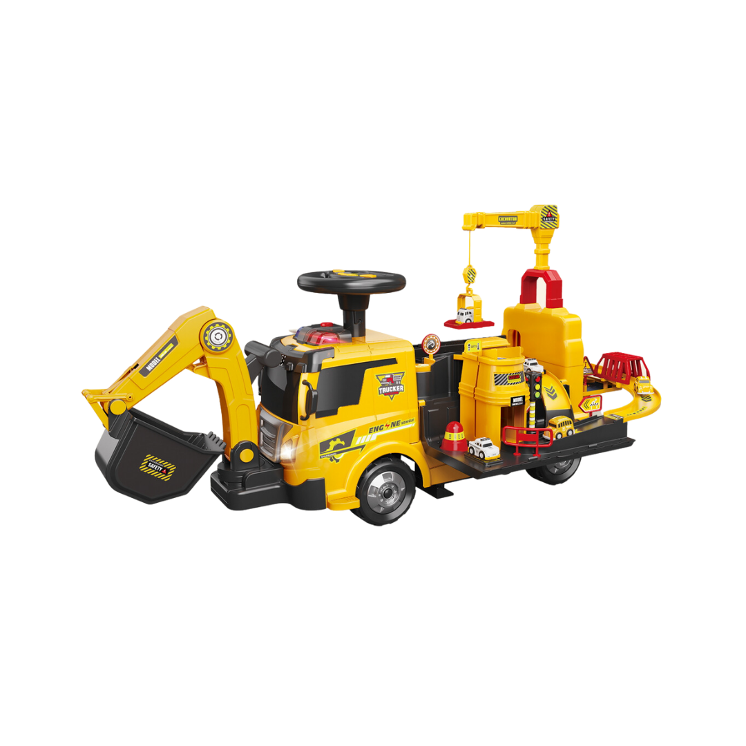 Carro Correpasillo Excavadora Musical Con Volante