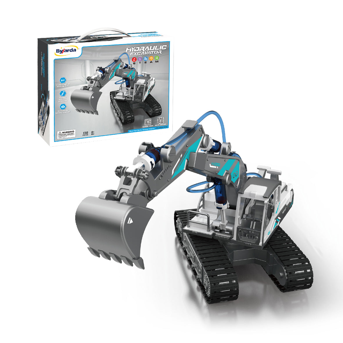 Blue hydraulic excavator