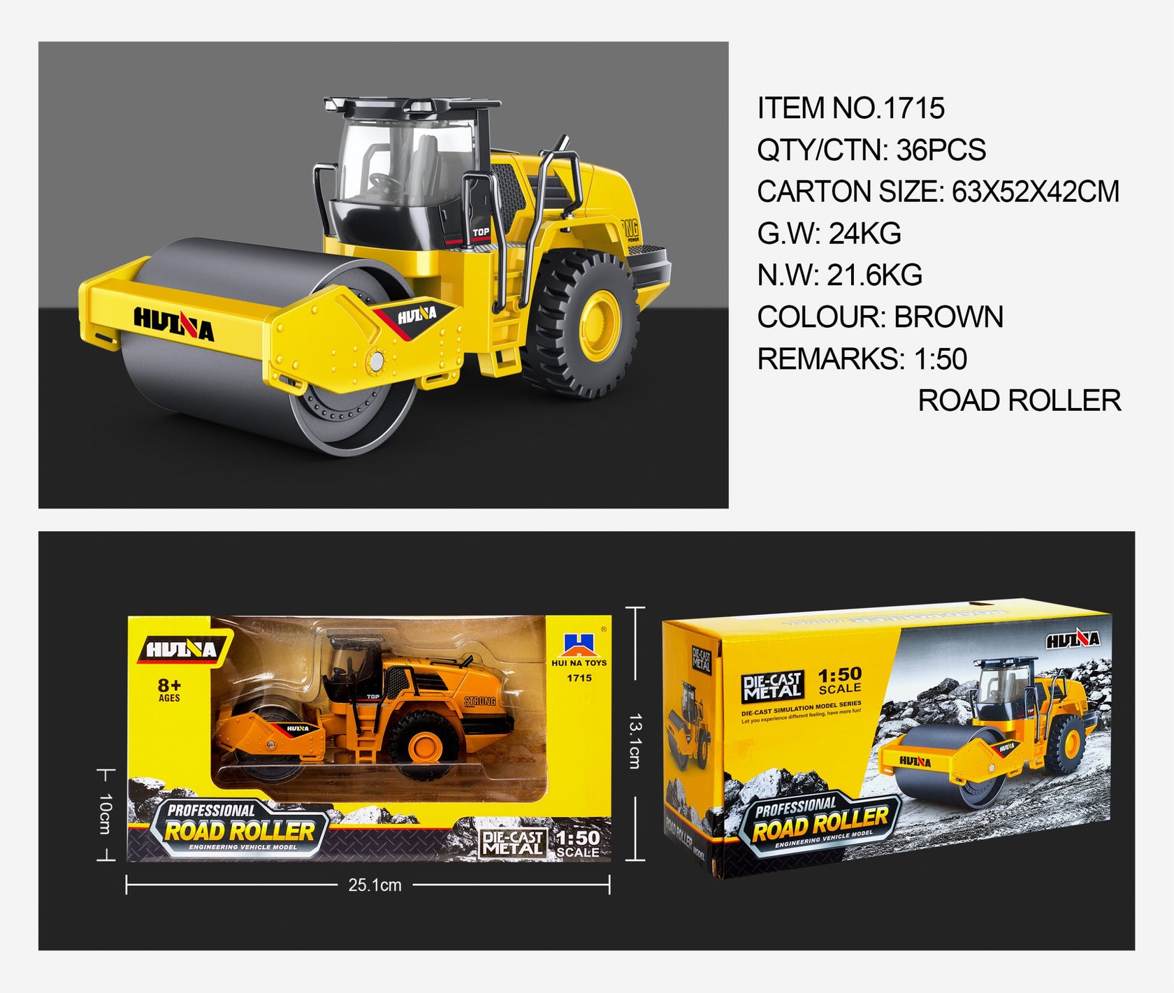 Professional Road Roller Model (1:50 Scale) – product view