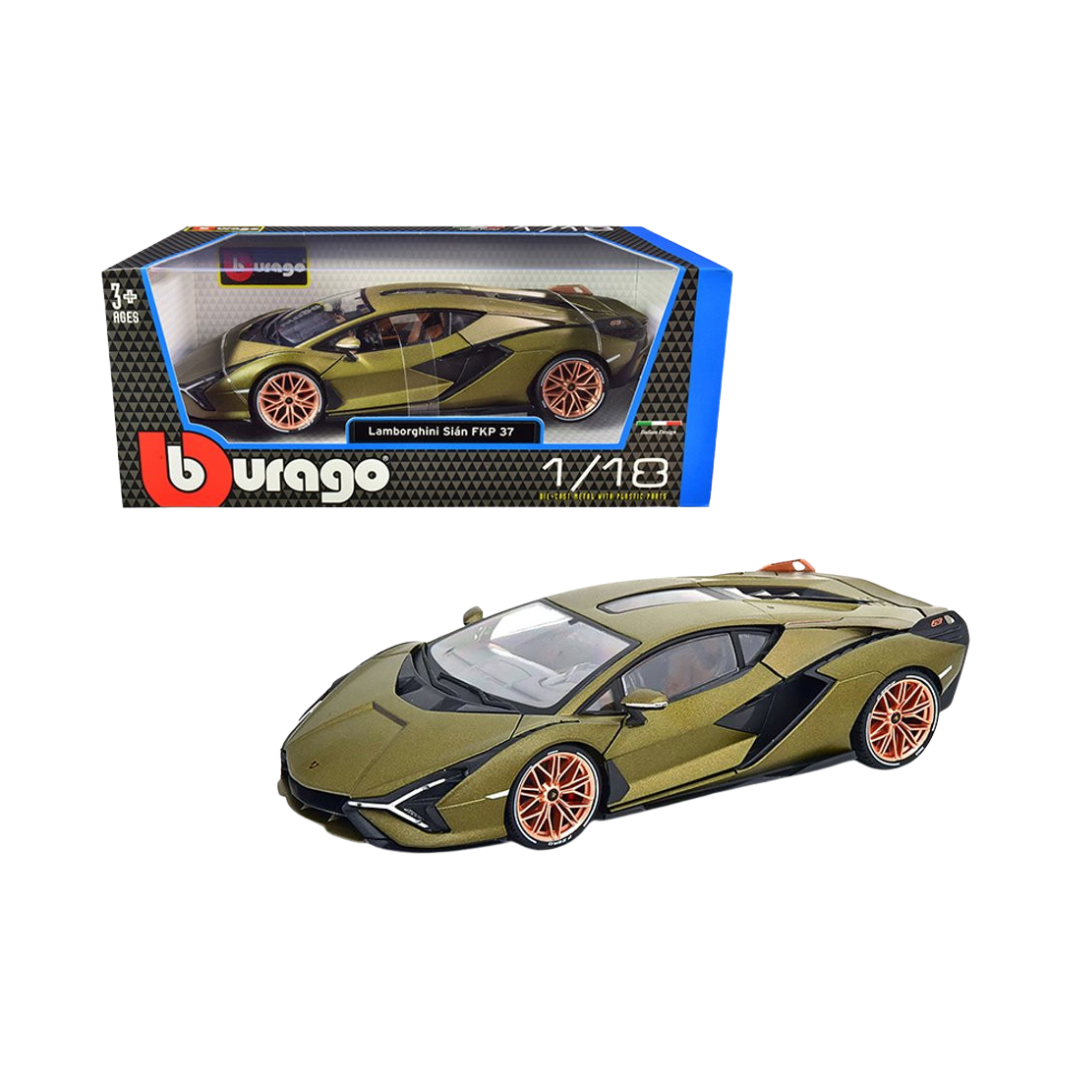 Bburago Lamborghini Sián FKP 37 Die-Cast Model Car 1:18 Scale – Metallic Green