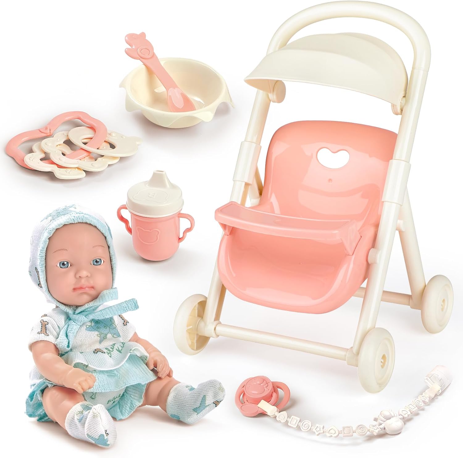 Sweet Stroll Baby Doll Set – Realistic Doll with Stroller & Feeding Accessories