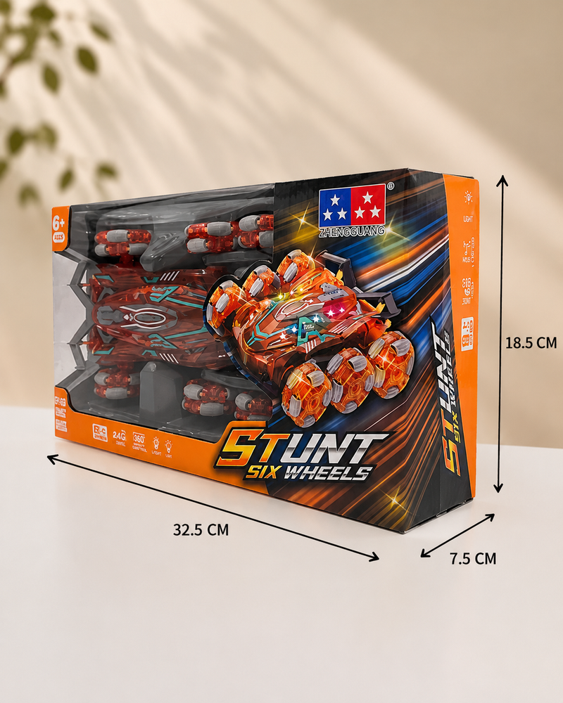 X-Drive™ 6-Wheel All-Terrain RC Stunt Car – Dual Control with LED, Mist, and Music Effects