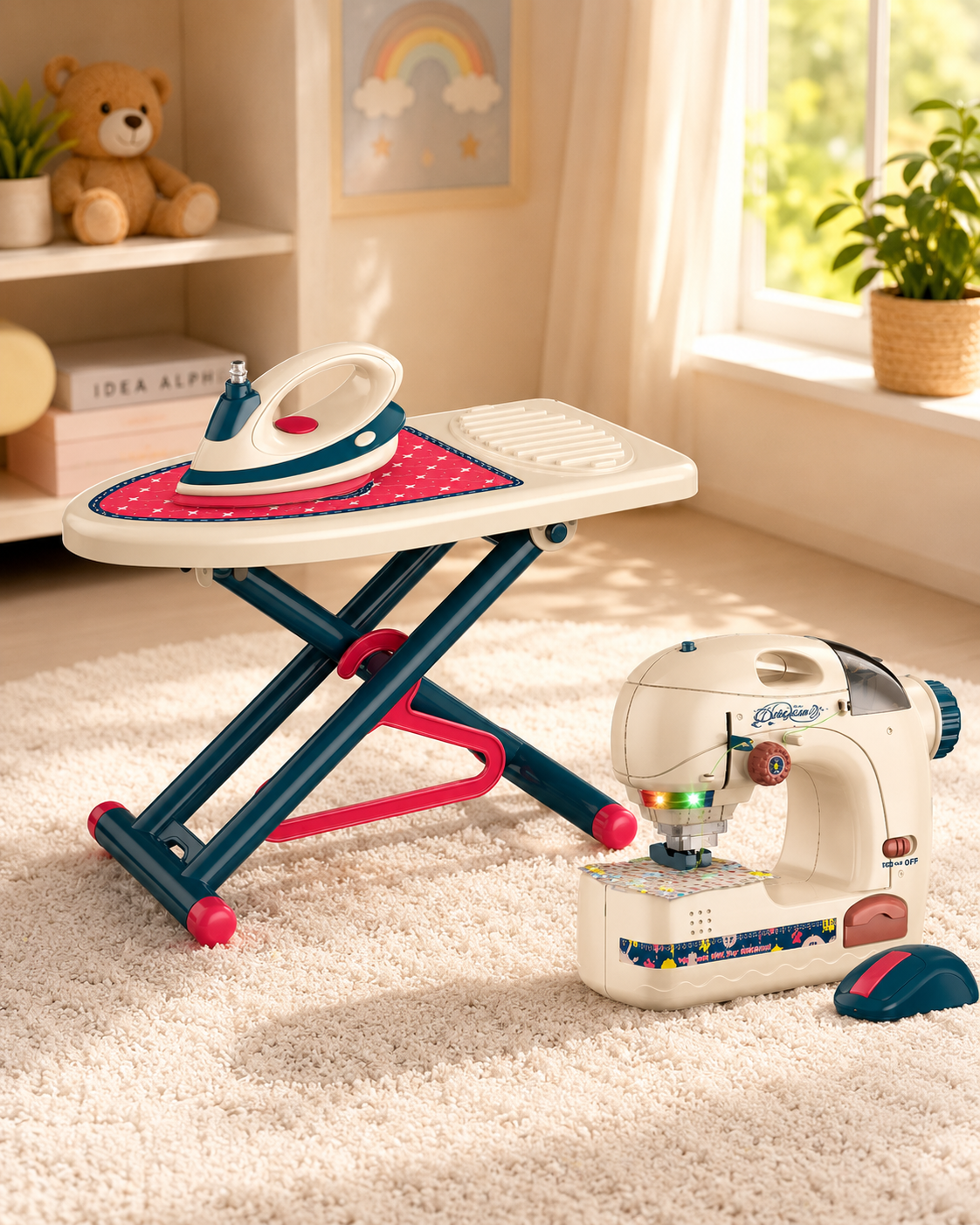 Iron and Sewing Machine (3 PCS) Toy Set for 3+ ages – product view