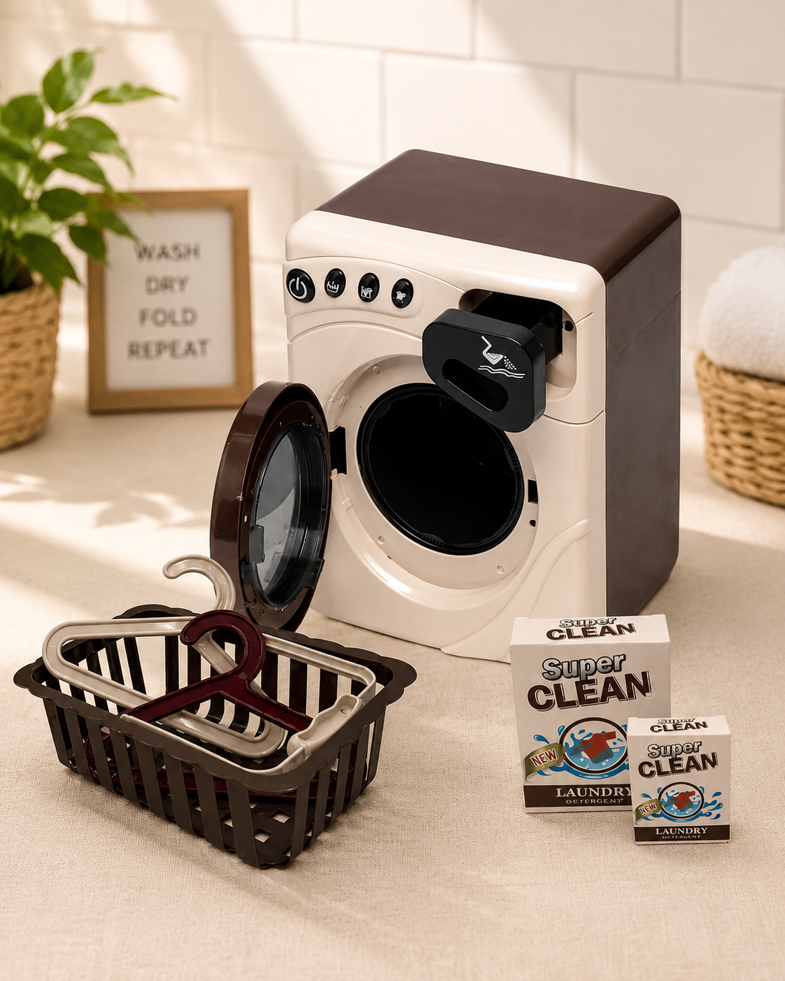 electric mini brown washing machine set