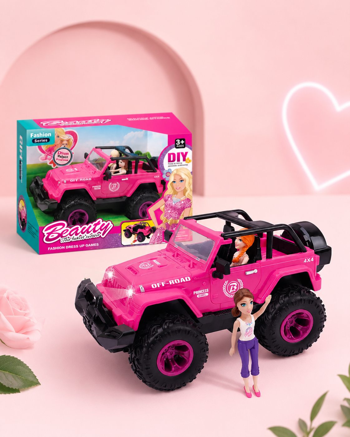 Off-Road Travel Car with Camping Gear & Doll