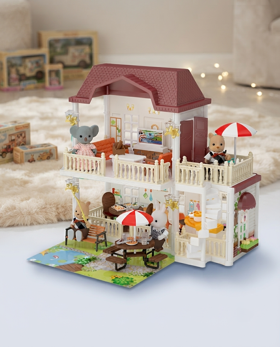DIY koala diary (koala town) villa kitchen & living room model, with 213 PCS for 3+ years