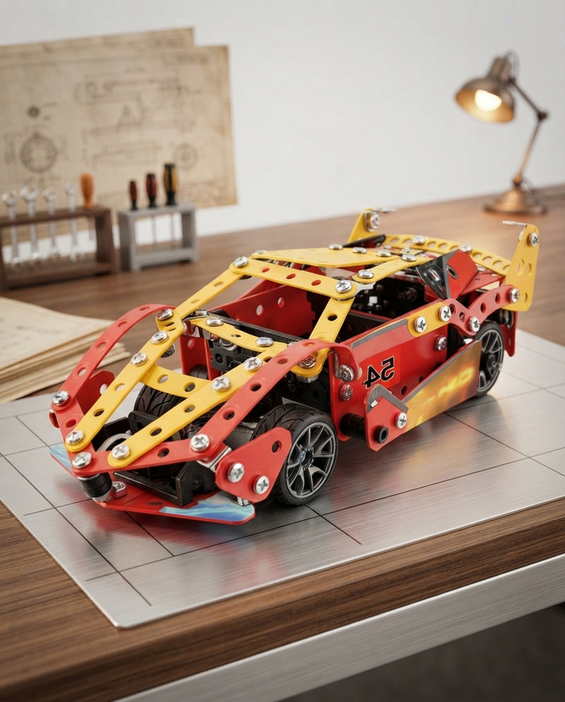 Super Car Metal Construction Kit with tool set for 8+ ages