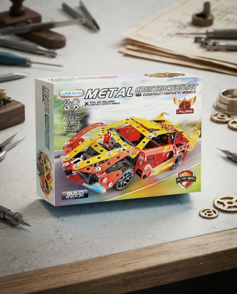 Super Car Metal Construction Kit with tool set for 8+ ages