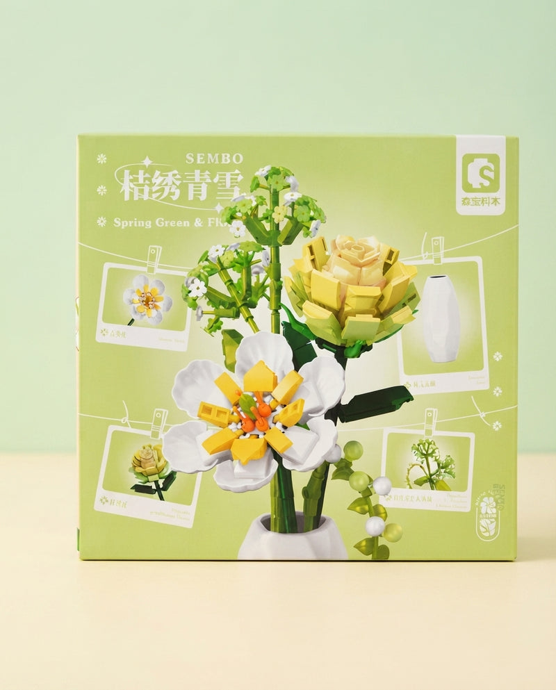 Sembo 611067 Block Florist Spring Green & Flower - 331-Piece Building Set