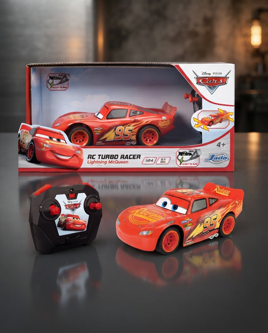 Jada Disney Pixar Cars Lightning McQueen RC Turbo Racer – 1:24 Scale