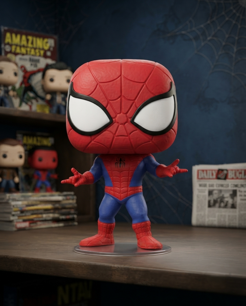 Funko Pop! Marvel: Animated Spiderman- Spiderman (Exc), Action Figure - 58871, Multi Color
