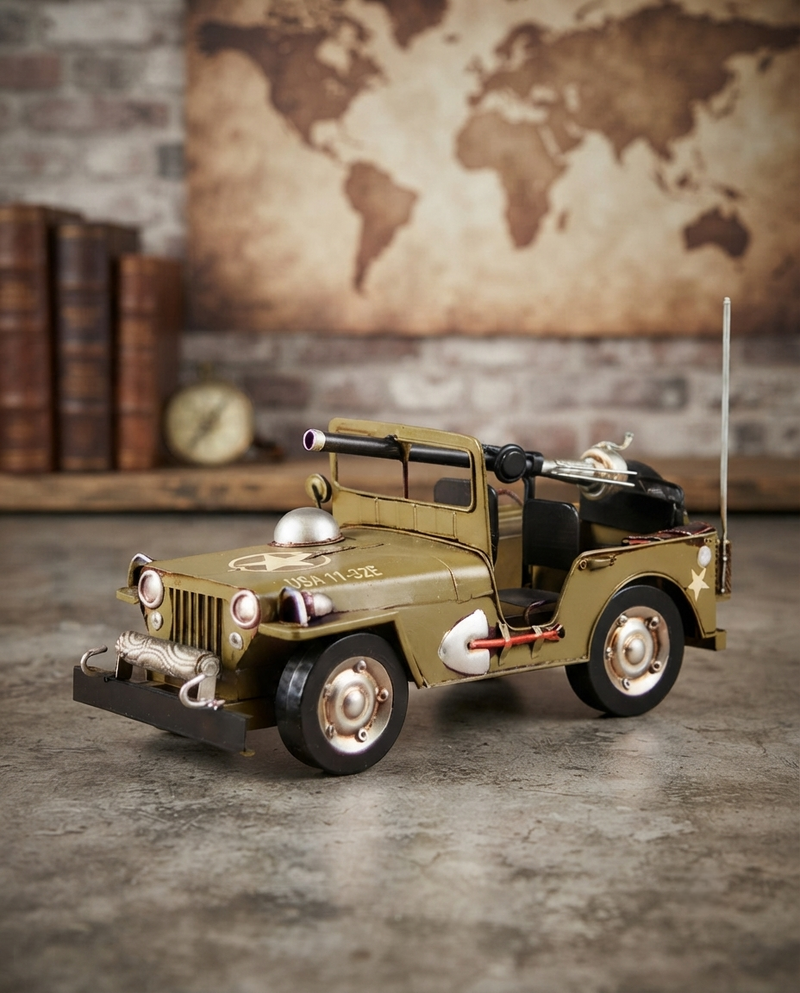 Vintage Military Jeep Model – Classic Metal Army Vehicle Replica