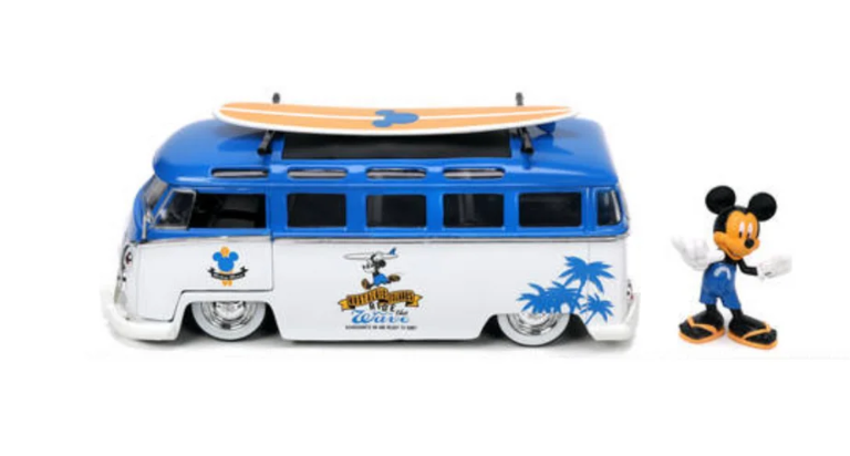 Disney Mickey Volkswagen VW T1 Bus With Mickey Mouse Figure 1/24 Scale Model