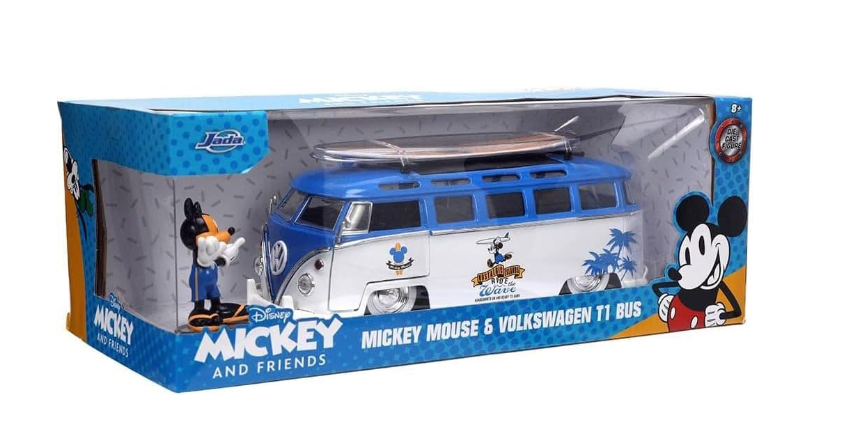 Disney Mickey Volkswagen VW T1 Bus With Mickey Mouse Figure 1/24 Scale Model