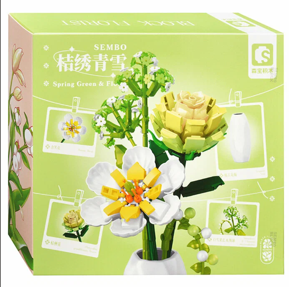 Sembo 611067 Block Florist Spring Green & Flower - 331-Piece Building Set