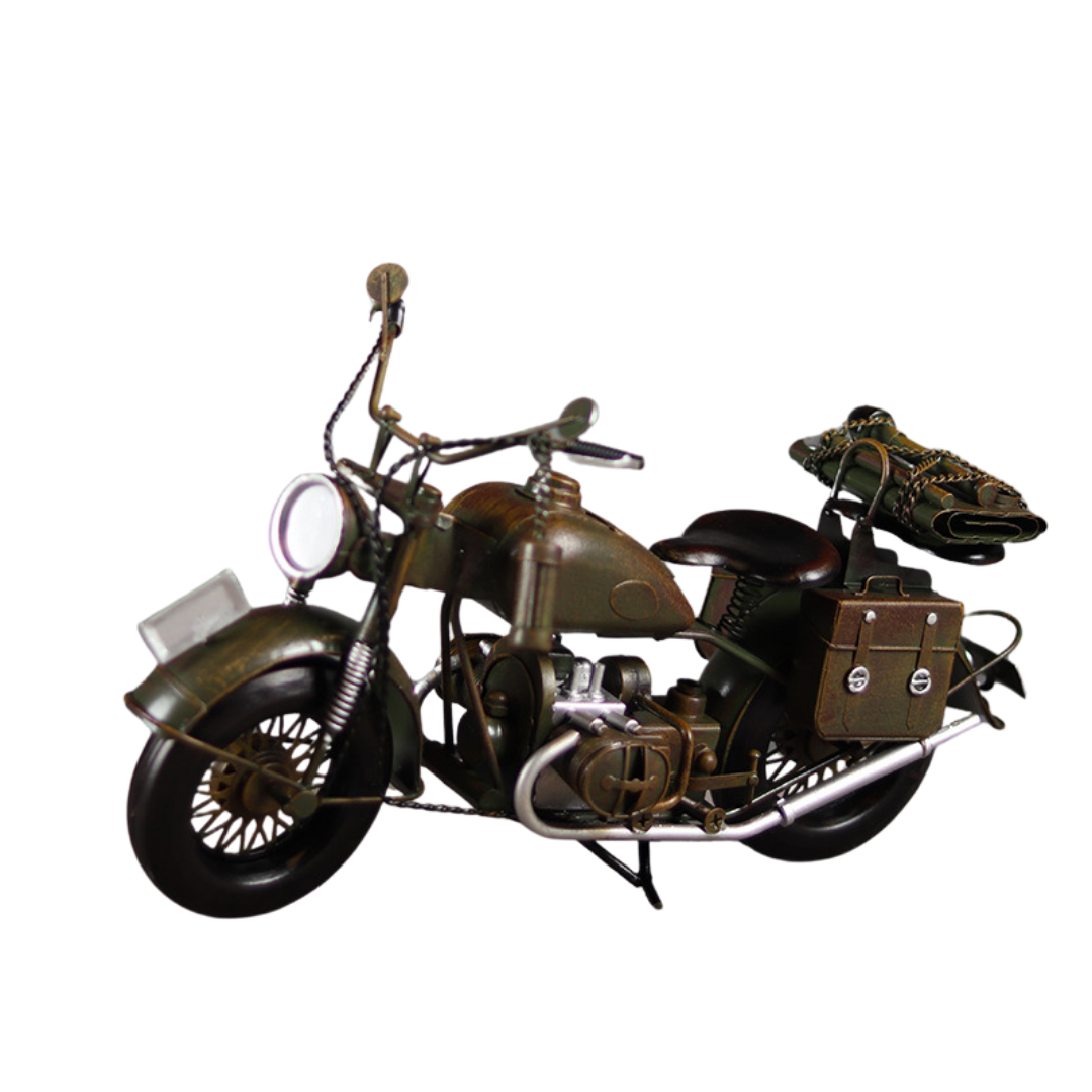 Vintage Military Motorcycle Model – Handcrafted Metal Collectible